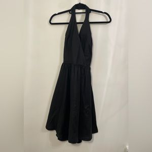 Andrea Jovine Little Black Dress, Linen Halter Dress sz4